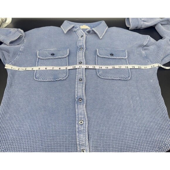 Hippie Rose Women’s Blue Waffle Knit Button Down Long Sleeve Blouse Top Sz S - Picture 8 of 9
